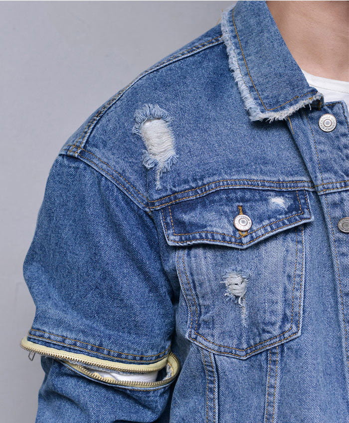 Outerwear Jackets Vintage Zip Arm Swag DenimJacket 393 GUYLOOK